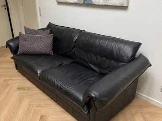 Læder Sofa’er 2 + 3’er i sort læder - Giv et bud