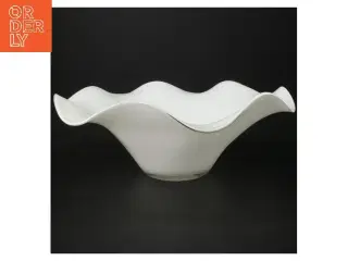 Hvid dekorativ glasskål (str. Ø 30,5 cm)