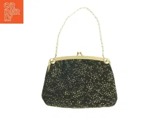 Sort aften clutch med guldkæde (str. 19 x 15 cm)