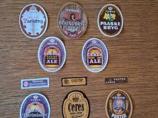 Etiketter fra CERES BRYGGERIER.