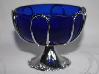 Kandisskål, blå glasindsats