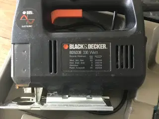 Stiksav, Black&Decker 330W m tilbehør.