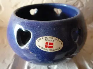 2 fyrfadsstager, håndlavet stentøj
