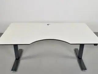 Hæve-/sænkebord med ny hvid plade og på mørkegrå stel