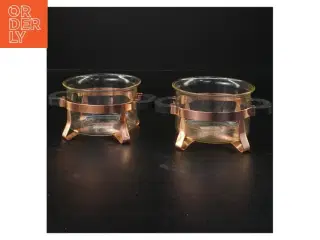 glaskasseroller med kobberstativer (str. Ø 10x7 cm)