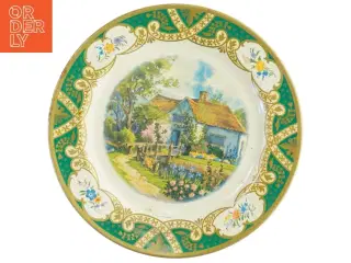 Dekorativ engelsk 1950&#39;er tallerken med landskabsmotiv (str. Ø 25,5 cm)