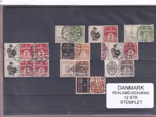 Danmark - Reklamevedhæng 12 Stk. Stemplet