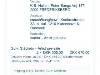 Koncertbilletter til Sombr 2 stk. 