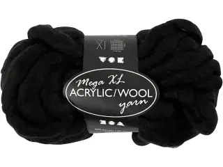 XL Kæmpegarn i Sort - 15m, 300g, Polyacryl/Uld