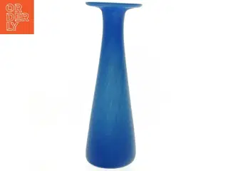 Mundblæst Blå Glas Vase med flot farvespil(str. 24 x 8 cm)
