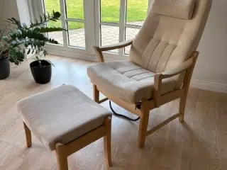 Otiumstol bøg med el, samt skammel.