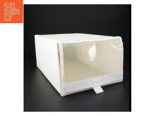 Hvid stofopbevaringsboks til sko (str. 35 x 23 x 16 cm)