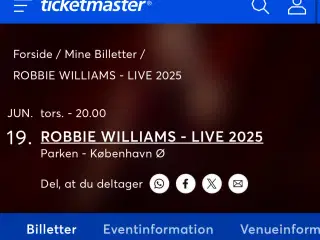 Robbie Williams Koncert billetter