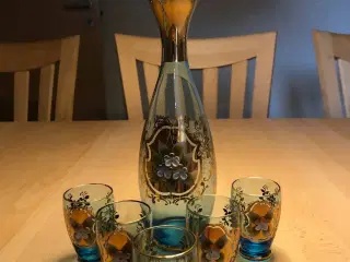 Murano Glaskaraffel m/ 5 hedvinsglas