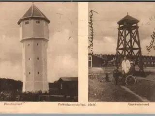 Vandtaarnet - Folkekuranstalten Hald  - Klokketaarnet - Postkort - Brugt