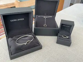 Georg Jensen halskæde, armring og fingerring