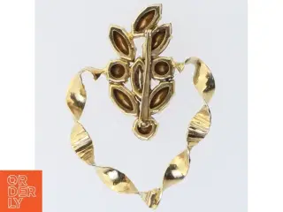 Vintage broche med farvede sten (str. 7 x 5 cm)