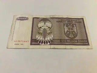 100000 Dinara Bosnia and Herzegovina 1993