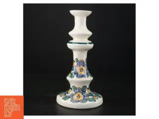 Porcelænslysestage med blomstermotiv (str. 25,5 x 13 cm)