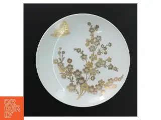 Porcelænstallerken med gulddetaljer fra Krautheim (str. 18 cm i diameter)