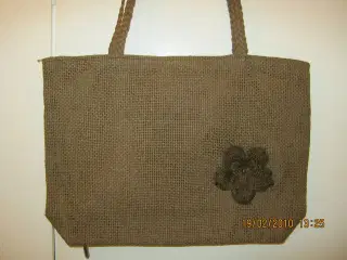 Taske/Strandtaske i siv, brun 