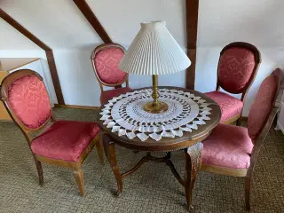 Mahogni bord og stole, ældre sæt, 4 stole + bord