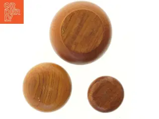 3 vintage / retro skåle i teak træ (str. Ø 25x10&19x7&15x5 cm)
