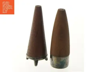 Salt og peber sæt i teak og metal (str. 11,5 cm)