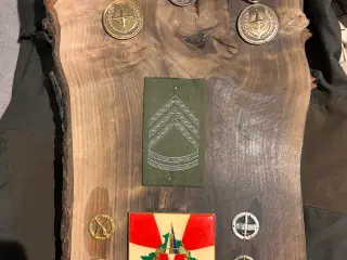 Medaljer mm. På bearbejdet tømre 