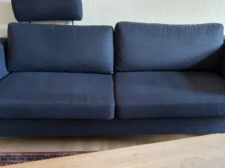 stof sofa med stål ben