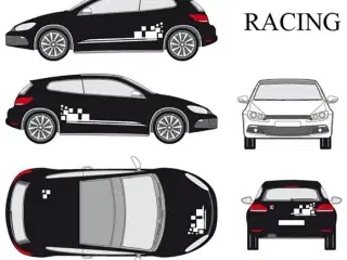 Car deco "racing" - hvid