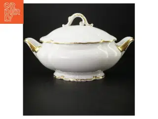 Porcelænssuppeterin med guldkant