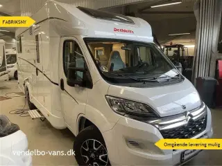 2023 - Dethleffs Just T 7052 EB - 90 Year   Enkeltsenge over garagen og el-hæve/sænkeseng over siddegruppen