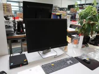 Computerskærm HP, tastatur, håndscanner, computer LENOVO
