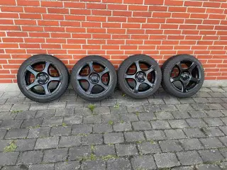 15” 5x100 aluhjul med næsten nye vinterdæk