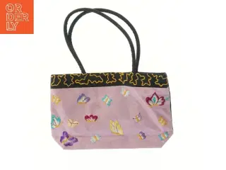 Broderet skuldertaske med sommerfugle (str. 18x31 cm)