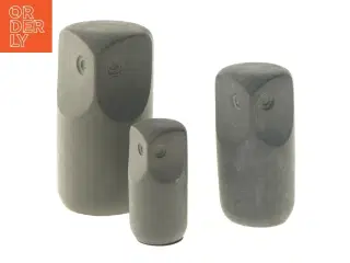 Sæt af tre dekorative uglefigurer (str. 14,5x7&12x6&9x4 cm)