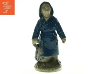 Porcelænsfigur af pige med paraply fra Royal Copenhagen (str. 18 x 9 cm)