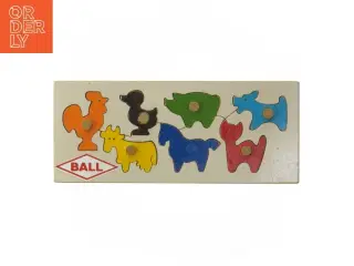 Træpuslespil med farverige dyr (str. 25x10 cm)