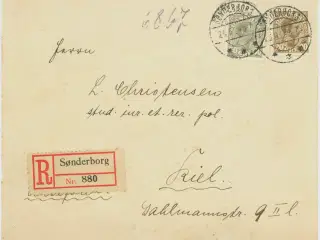 Sønderborg. R-brev 1924 til Kiel