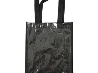 Praktisk sort taske med plastlomme, 30x23x7 cm