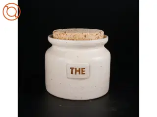 Keramik tekrukke med korklåg (str. 10 x 11 cm)