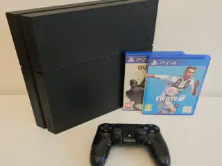 PS4 Slim 500GB + Fifa 19 og Outlast Trinity