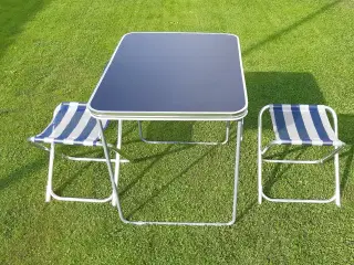Alu campingbord med 2 klapstole