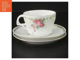 Antik Porcelænskop med underkopper (str. Ø 13 og 8 cm)