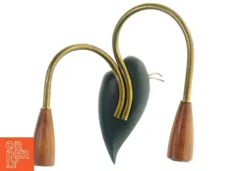 Vintage Væglampe i messing og Teak træ (str. 22,5x21 cm)