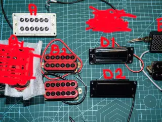 Guitar pickups - Humbuckers og twin rails.