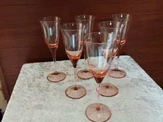 Rosa krystal champagne glas  6 stk