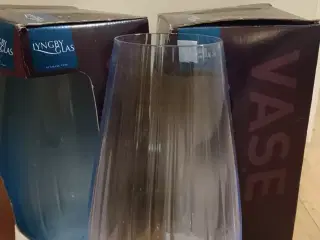 Lyngby Glas Vase optik 24,5 cm blå glas