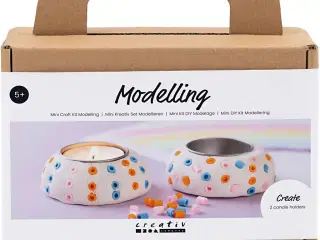 Mini DIY Kit Modellering, Lysestager, hvid, 1 pk.
